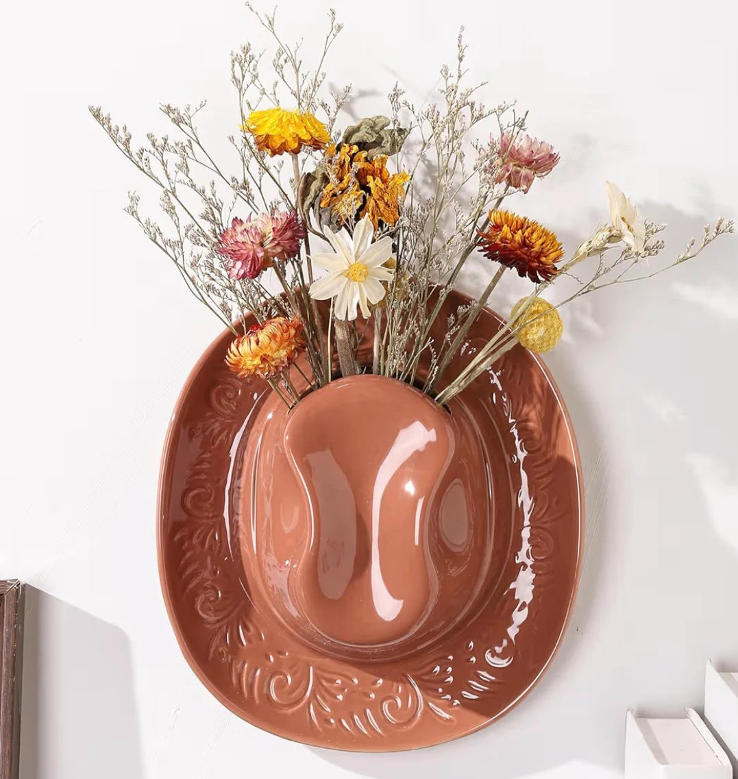 Cowboy Hat Flower Vase